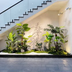 Biomimetic Artificial Plants for Indoor Stairway Landscaping, High-Quality Realistic Simulated Green Plant Potted Landscape Decoration Ornaments