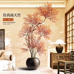 Simulated Green Plant Nandina Bamboo High-End Light Luxury Indoor Living Room Tv Cabinet Floor-Standing Ornament Artificial Plant Potted Fake Tree