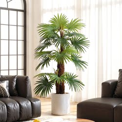 Fake Green Plants for Decoration, Artificial Fan-Tailed Sunflower Indoor Potted Plants, Large Floor-Standing Ornaments for the Living Room, Light Luxury, Realistic Green Plants