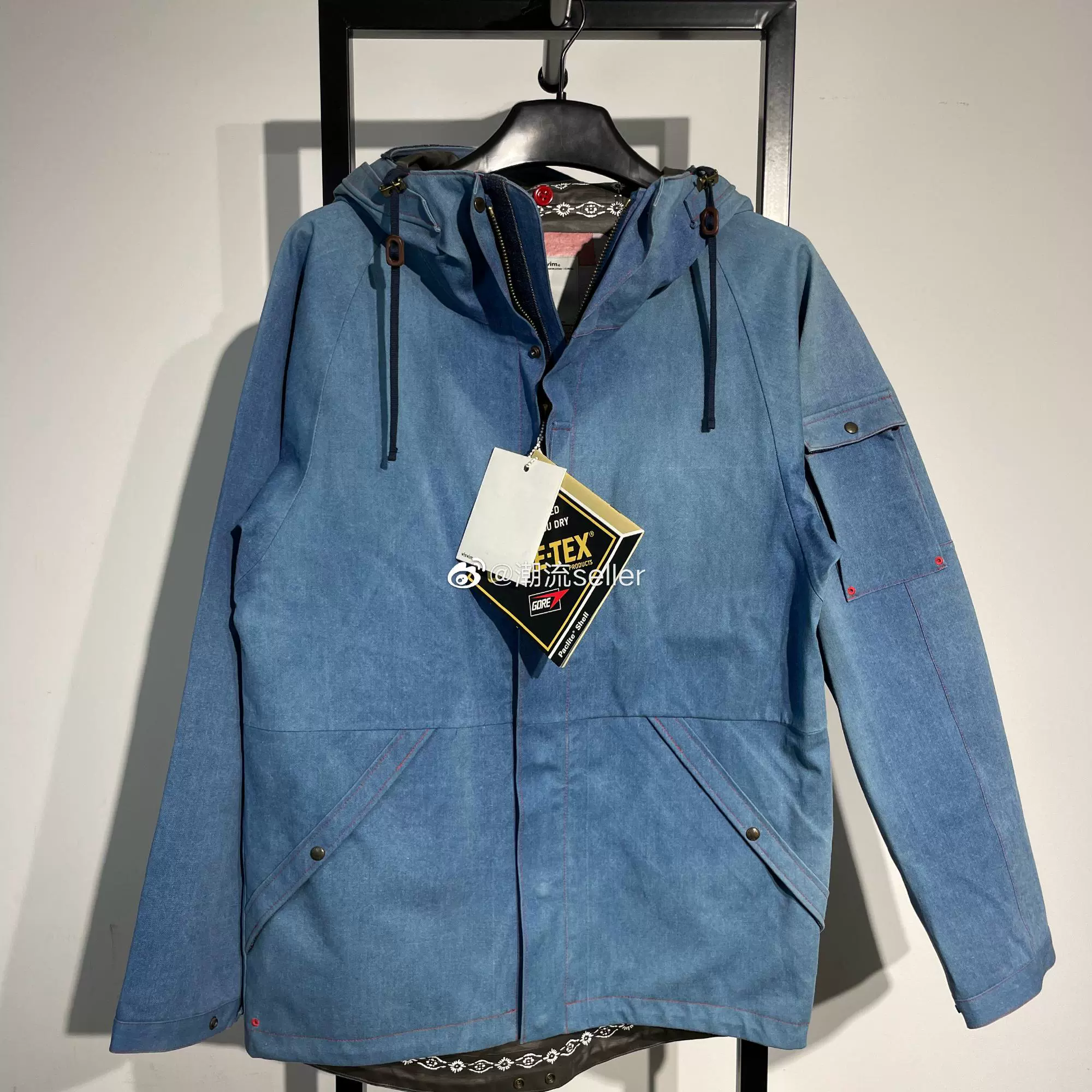 ジャケット・アウター visvim nomad gore-tex 3L Visvim 限量款Nomad 3L Gore-Tex JKT 蓝染牛仔表面连帽夹克