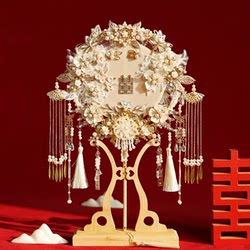 Round Fan Bride Wedding DIY Material Kit Wedding Fan Finished Product Double-Sided High-End Wedding Gift