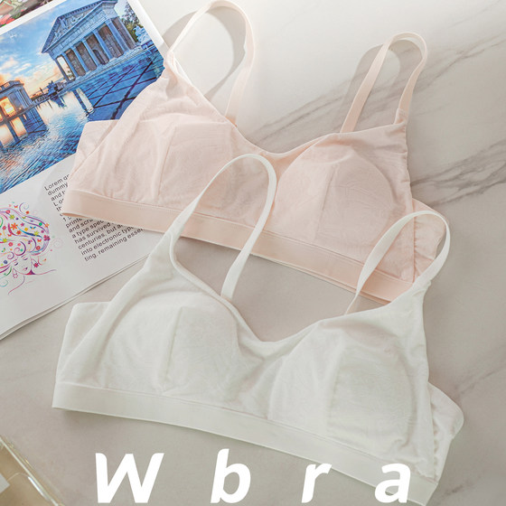 
French thin triangle cup small breast girl underwear female 2025 new anti-sagging without steel rings to show small bra