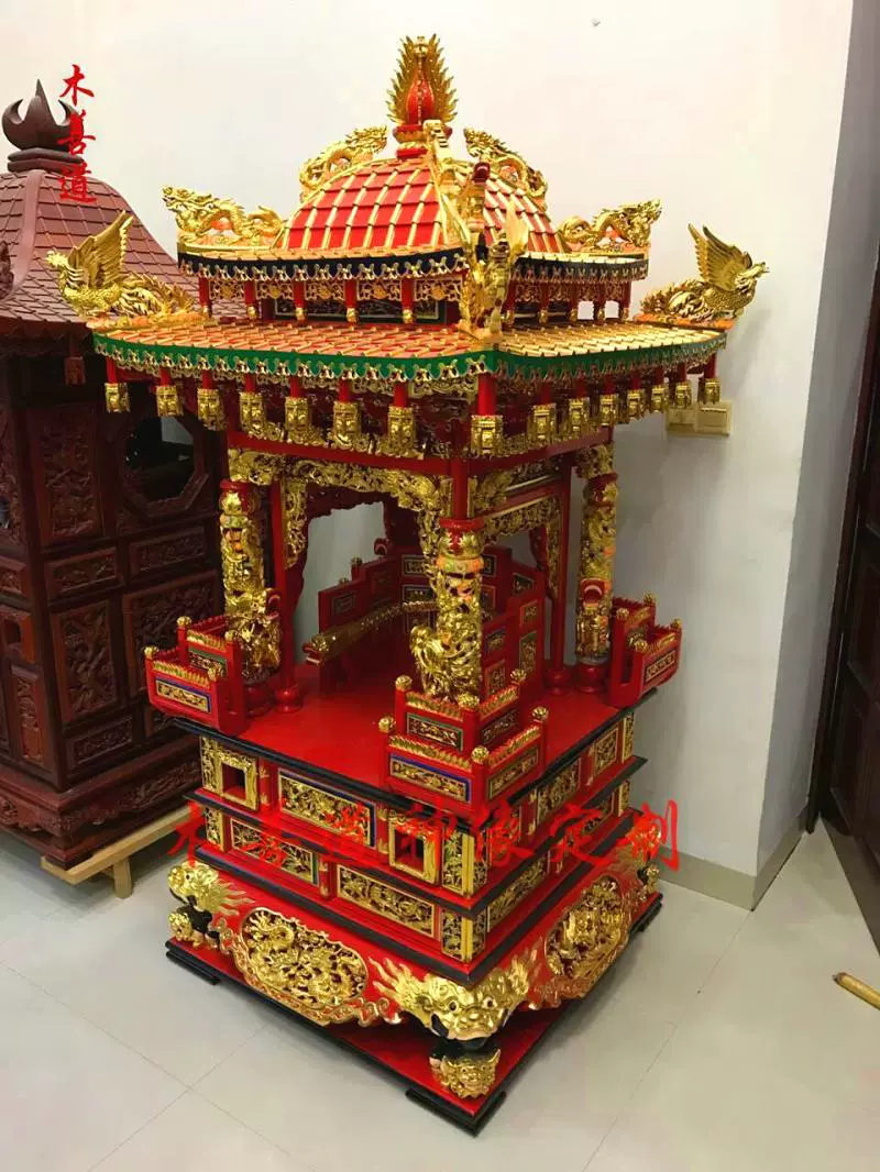 木雕道教用品神轿佛轿妈祖轿精品手工制作八抬大轿