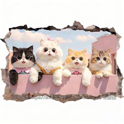 3D Stereo Cat Stickers Cartoon Anime Hole Cover-Up Children's Room Wall Stickers Decoration Scratch Cover-Up Car Stickers