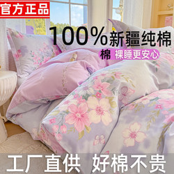 Pure Cotton Duvet Cover Single Piece 100% Xinjiang Cotton Duvet Cover 1.5m Single Twill Duvet Insert Cover 2m m Four-Piece Set