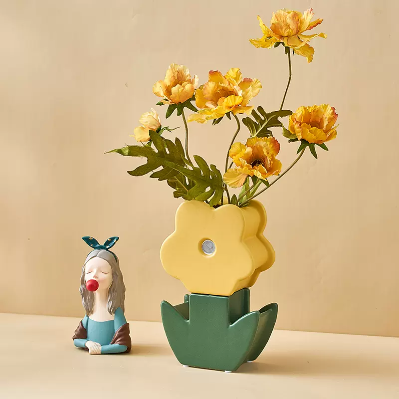 北欧家居ins可爱创意花朵造型花瓶客厅插花卧室桌面装饰品小摆件