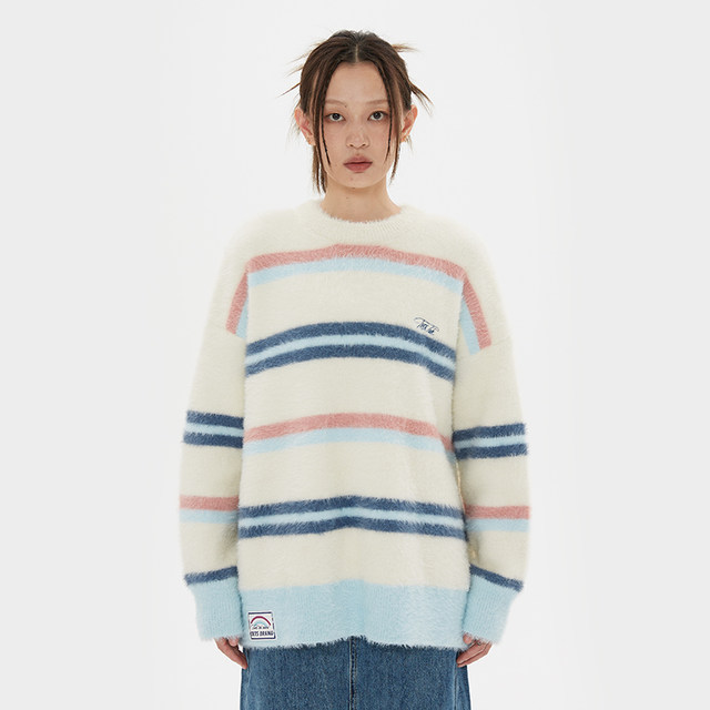 Super Cozy French Style Mohair Cashmere Sweater For Women - Loose Fit Long Sleeve Top For Fall