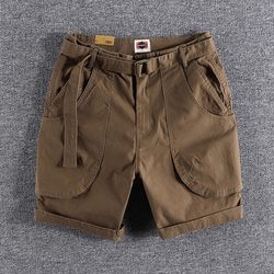 Trendy American style casual multi-pocket shorts for men