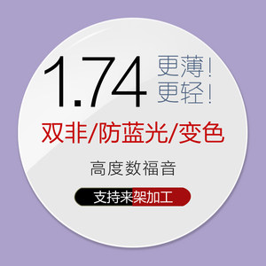 
High myopia ultra-thin 1.74 dual non-blue light color change professional customized height digital astigmatism online with glasses