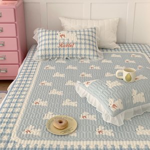 Instagram Bed Skirt Latex Cool Mat Skin friendly Thickened Maternal and Infant Grade Three Piece Set Ice Silk Mat Machine Washable Air Conditioning Mat Soft Mat