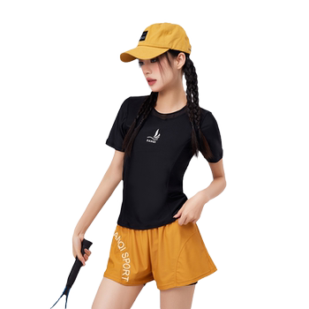 Sanqi women's split boxer swimming trunks cover belly and look slimming