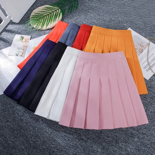 Pleated skirt female A -shaped skirt new black loose waist, large size high waist, high waist, thin small short skirt jk