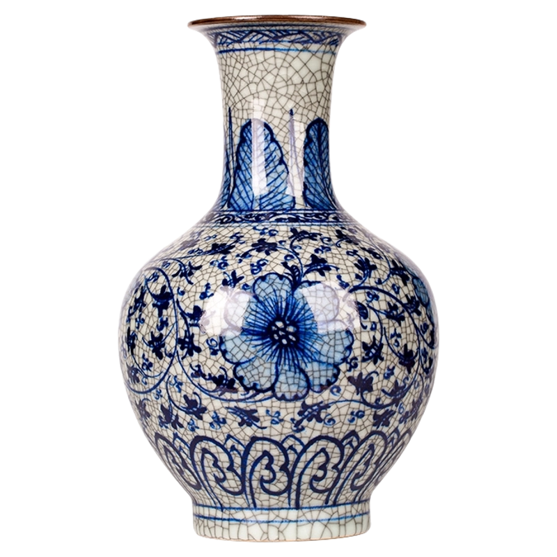 HP-076景德镇陶瓷器落地大花瓶摆件凤穿牡丹插花家居客厅装饰摆件