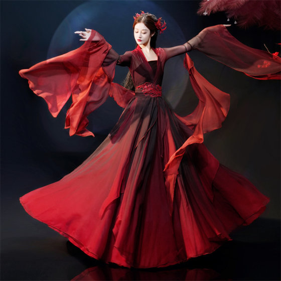 Classical dance costumes, long skirts, elegant performance costumes, 2026 new ancient style Han costumes, stage performance costumes