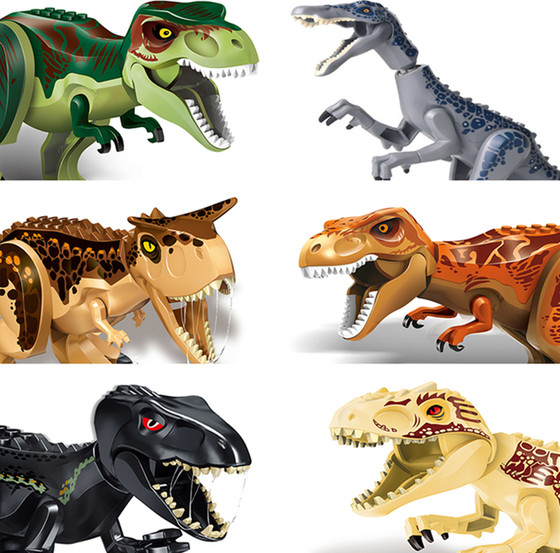 Dinosaurle Jurassic assembly world building block tyrannosaurus, beef cattle dragon, heavy claw dragon model men's toys
