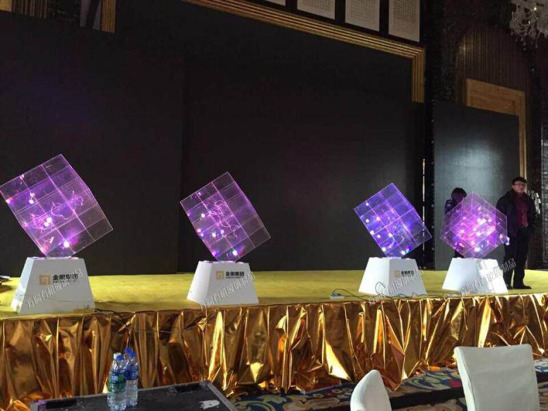 开业庆典发布会亚克力启动魔方启动球仪式led旋转启动台演讲台_7折