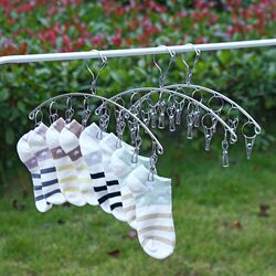 Windproof Thickened Sock Rack Stainless Steel Multifunctional Clip Hanger Simple Clothes Drying Rack Student Dormitory Children's Sock Rack