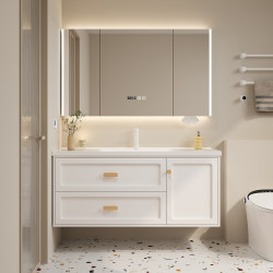 New Modern Minimalist Honeycomb Aluminum Bathroom Cabinet Combination with Integrated Ceramic Basin for Washing Face and Hands