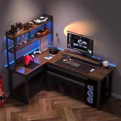 Computer Desk Desktop E-Sports Table Home Bedroom L-Shaped Corner Table Study Table Corner Desk Bookshelf Integrated Table