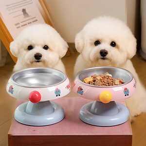 
Dog basin and dog bowl heighten to protect the cervical vertebra, pet cat rice bowl and water bowl, stainless steel basin to prevent overturning, cat bowl and cat food bowl