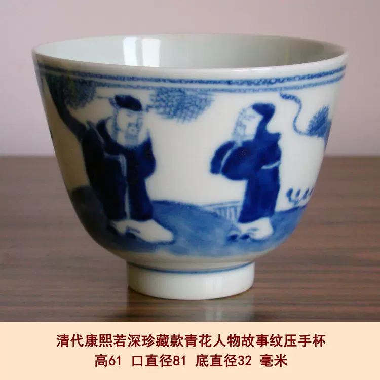天启年制款山水人物纹青花碗古玩古董瓷器陶器古瓷老旧货