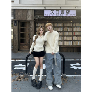 
Couple wear autumn and winter 2026 new ins super hot sweater for men and women Korean version loose French sweater jacket trendy brand