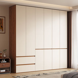 Enf-Grade Wardrobe for Home Use, Simple Modern Economical Cabinet with Flat Doors, 18mm Thick Solid Wood European Pine Board Large Wardrobe