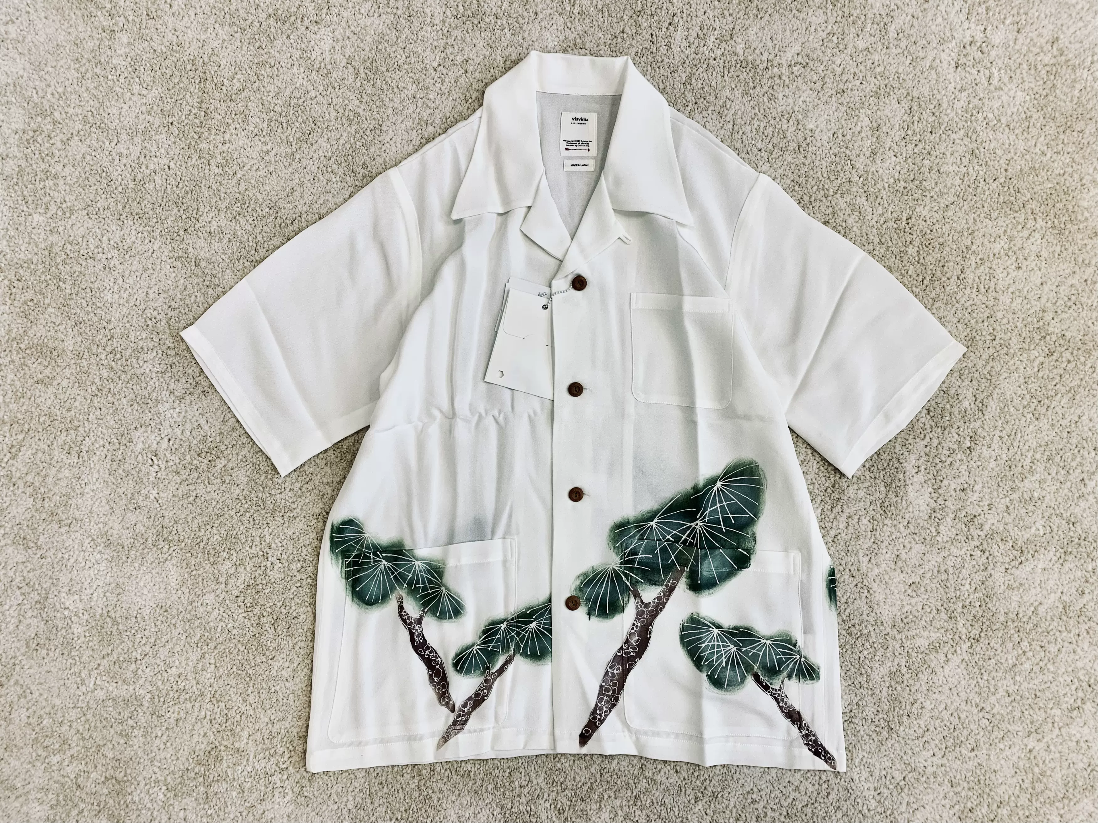 現貨VISVIM 19SS ELLERY SHIRT S/S PINES 鬆樹全真絲短袖襯衫-Taobao