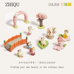 Japanese Zakka Cherry Blossom Series Desktop Decoration Workstation Stress Relief Ornaments Micro Landscape Mini Cute Figurines