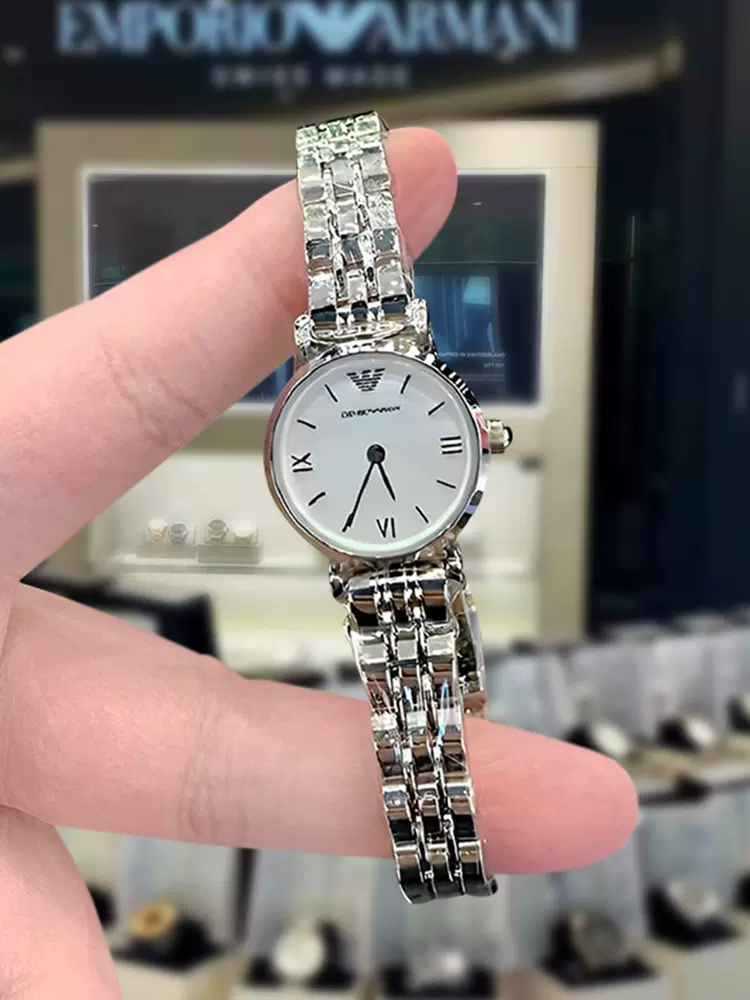 armani阿玛尼手表女白月光贝母小表盘防水经典石英女士腕表ar1763