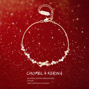 
Small diamond bow sterling silver s999 bracelet for women light luxury niche exquisite high-end birthday gift