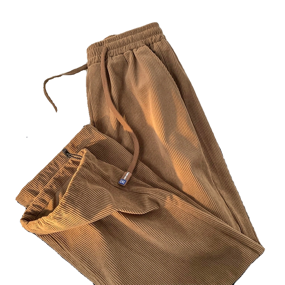 
Corduroy casual sports pants for women in autumn and winter new loose design high waist straight pants slimming wide leg leggings