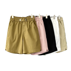 
Elastic waist five-point mid-size pants for women in summer thin loose and slim plus size casual sports pants straight pants shorts