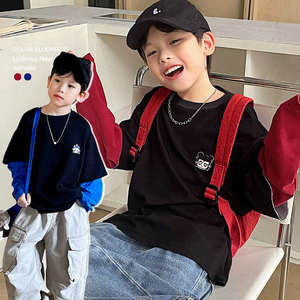 
Linlin Ma children's clothing children's long-sleeved T-shirt spring and autumn 2026 boys' bottoming shirt autumn clothing baby middle and large children's fake two pieces