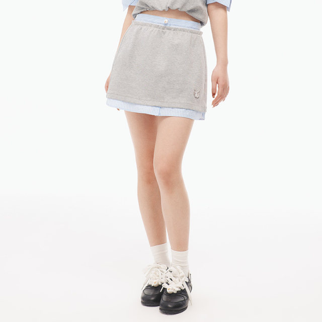 Lefame Lafitem 2025 summer new fashion striped splicing small short skirt versatile skirt women