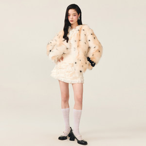 
lefame fashion versatile polka dot fox fur coat fur top for women