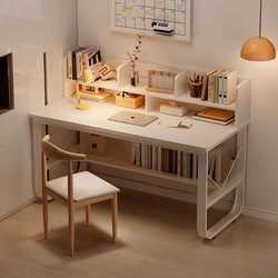 Computer Desk for Home Use, Small Apartment Desk with Integrated Bookshelf, Bedroom Study Desk for Middle School Students, High School Writing Desk