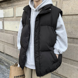 Men's down Cotton Vest, Autumn and Winter Trendy Brand, Large Size, Thickened, Warm Vest, Sleeveless Jacket, 2024 New Model