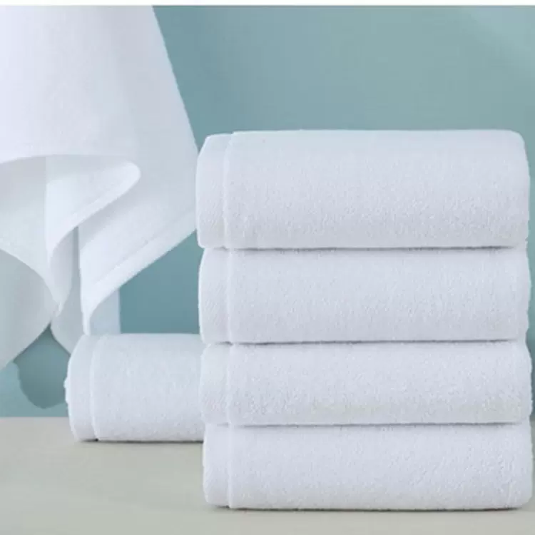 毛巾白色纯棉纯白一色面巾全棉宾馆吸水美容院酒店皮肤