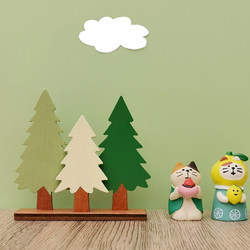 Zakka Cartoon Cat Tree House Ornament Study Room Children's Room Desktop Display Photo Props Solid Wood Resin