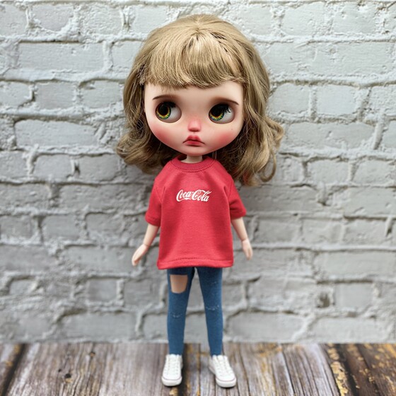 BLYTHE doll clothing LICCA AZONE OB24 Lijia Xiaobu T -shirt jeans baby clothes
