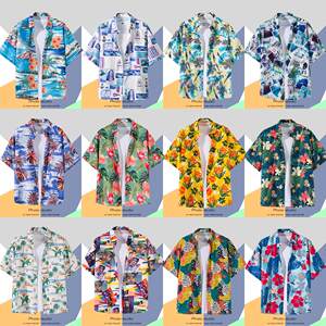 INS Hong Kong flavor vintage ancient short -sleeved flower shirt Male Thai Hawaiian retro shirt, handsome outer jacket