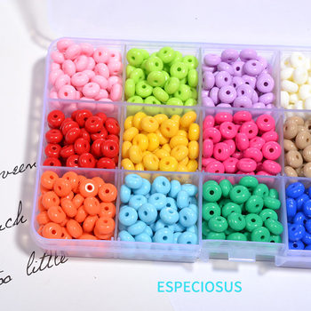 Acrylic imitation porcelain flat round abacus bracelet chain beads
