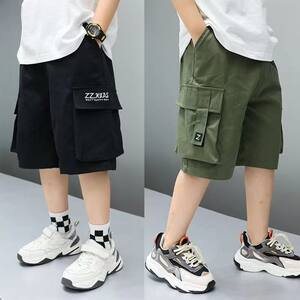 
2025 new style of boys' labor shorts for summer thin loose casual five-point pants for mid-sized children's versatile sports pants