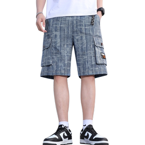 Imitation denim work shorts men's summer 2025 new trendy brand youth men's ice silk straight-leg casual five-point pants

