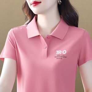 
Women's T-shirt Short Sleeve Summer 2025 New Fashionable Loose and Fashionable Mother's Polo Collar Casual Sports Top