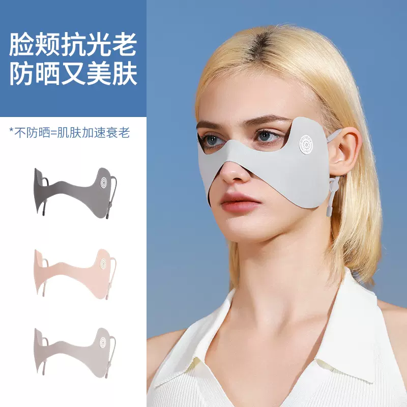 防晒口罩女夏防紫外线开车骑行薄款冰丝透气腮红护眼角脸基尼面罩-Taobao Vietnam
