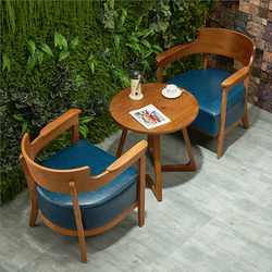 Milk Tea Shop Table and Chair Set, Simple and Casual, Suitable for Coffee Shops, Bakeries, Dessert Shops, Book Bars, and Meeting Rooms, with Solid Wood Sofa Chairs