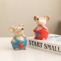 Jingdezhen Ceramic Cute Little Mouse Desktop Ornament Zodiac Mascot Creative Decoration Healing Home Crafts