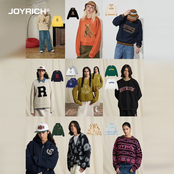 
JOYRICH American retro long-sleeved T-shirt top pullover cardigan hooded sweatshirt men and women same style autumn and winter